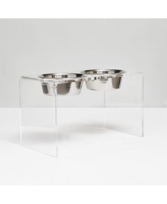 Tall Double Bowl Pet Feeder with Metal Bowls