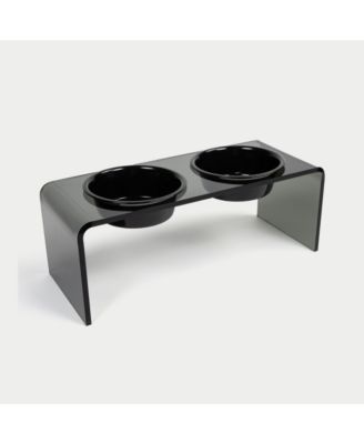 Medium Smoke Grey Small Double Bowl Feeder, 1 Quart Bowls