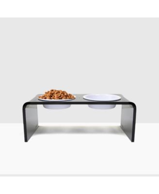 Medium Smoke Grey Small Double Bowl Feeder, 1 Quart Bowls