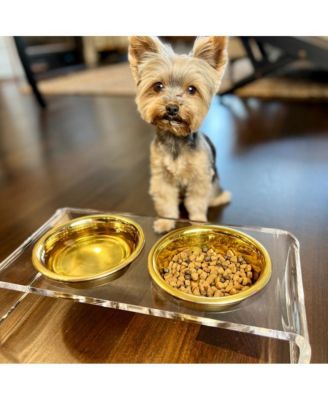 Small Double Bowl Pet Feeder, 1 Quart Bowls