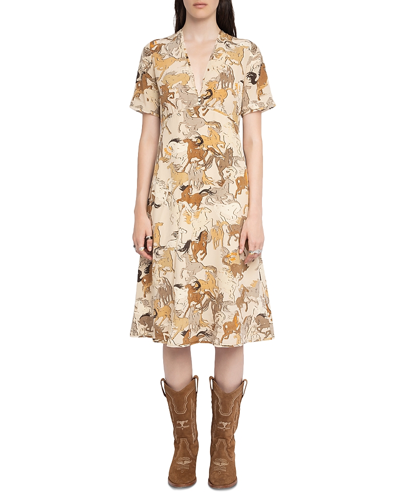 Zadig & Voltaire Rhodral Horse Print Silk Dress