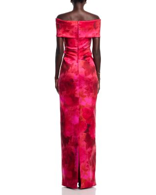 Off The Shoulder Floral Mikado Gown