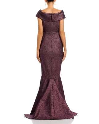 Metallic Jacquard Ruffle Gown
