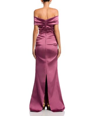Satin Stretch Off The Shoulder Gown