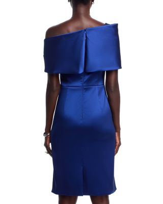 Asymmetric Neck Taffeta Dress