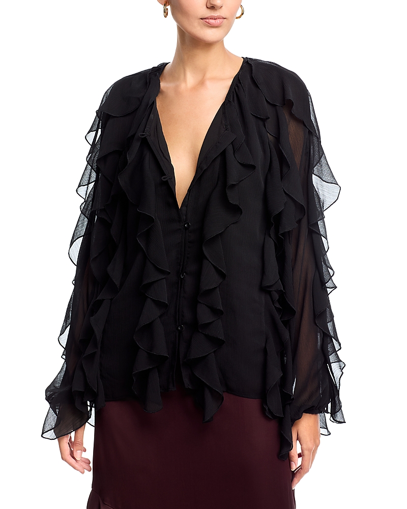 Area Stars Flyn Ruffle Blouse In Black