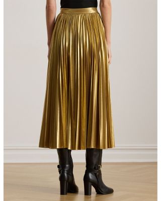 Pleated Metallic Chiffon Skirt