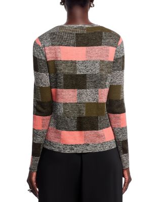 Jacquard Check Button Front Cardigan