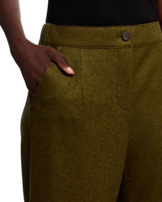 Wool-Cashmere Stretch Downing Barrel Leg Ankle Pants