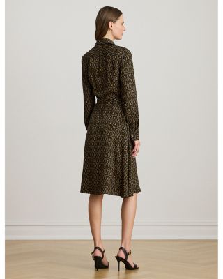 Chain Print Crepe Shirtdress