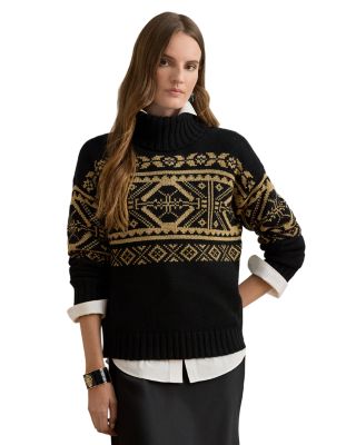 Fair Isle Wool Blend Turtleneck Sweater