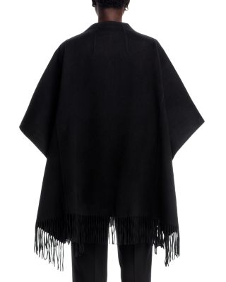 Wool Cashmere Fringed Hem Cape