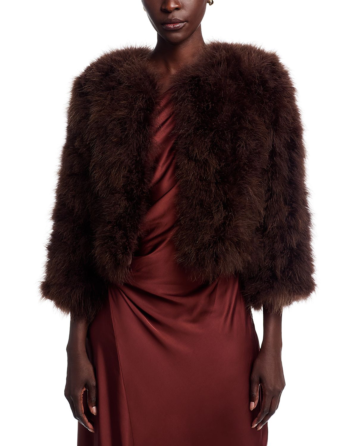 Adrienne Landau Esti Marabou Feather Jacket