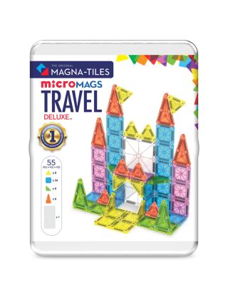 microMAGS Travel Set Deluxe Magnetic Construction Set, 55 Piece - Ages 3+