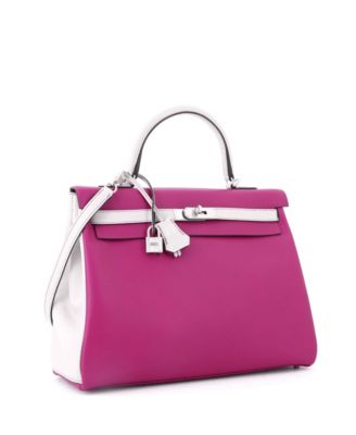 Kelly 35 Handbag Bicolor Evercolor with Brushed Palladium Hardware