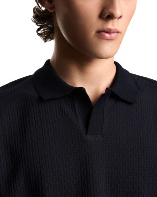 Jacquard Textured Cotton Polo Shirt