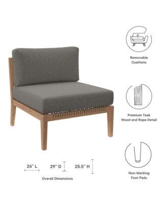 Clearwater Outdoor Patio Teak Wood Armless Chair