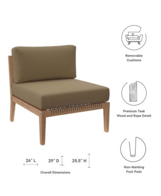 Clearwater Outdoor Patio Teak Wood Armless Chair