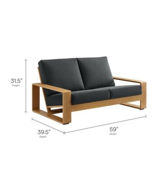Lirienne Outdoor Patio Aluminum Faux Wood Loveseat