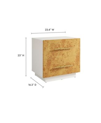 Abel 2-Drawer Burl Wood Nightstand