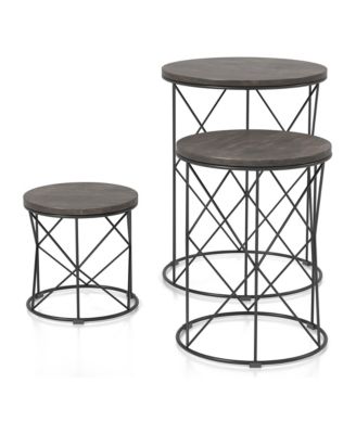 Bailer Steel Base Round Nesting Tables, Set of 3