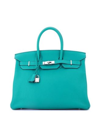 Birkin 35 Handbag Blue Togo with Palladium Hardware