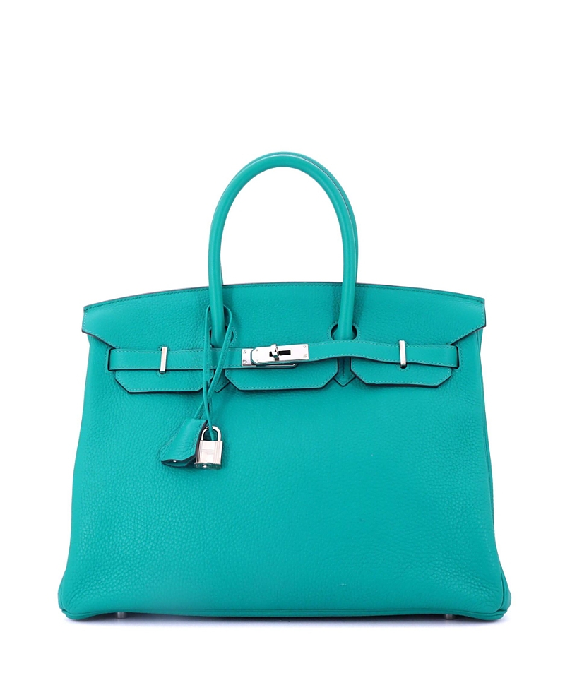 PRE-OWNED HERMES Pre-owned  Hermes Birkin 35 Handbag Blue Togo With Palladium Hardware