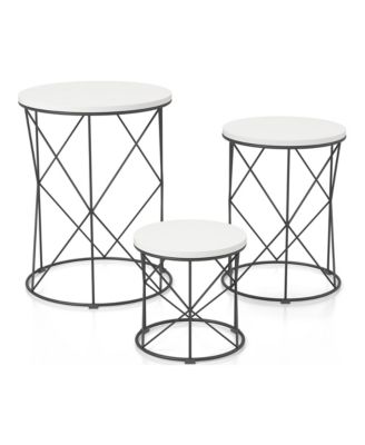 Bailer Steel Base Round Nesting Tables, Set of 3