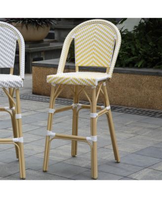 Haley Aluminum and PE Wicker Outdoor Bar Chairs, Set of 2