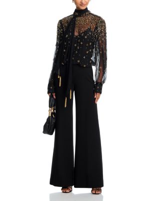 Embroidered Bubble Tulle Blouse