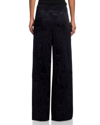 Leopard Jacquard Wide Leg Pants