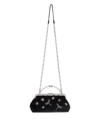 x Cinq &agrave; Sept Frame Black Velvet Clutch