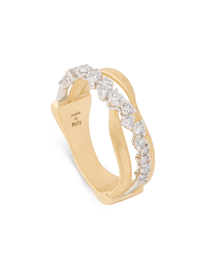Marco Bicego 18K Yellow Gold Marrakech Diamond Three Strand Crossover Ring
