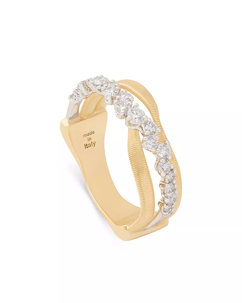 Marco Bicego 18K Yellow Gold Marrakech Diamond Three Strand Crossover Ring