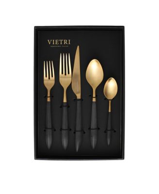 Ares Oro & Black Five-Piece Place Setting – Set of 4