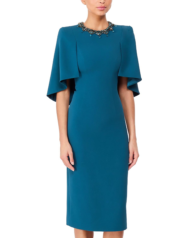 Jenny Packham Ursa Embellished-Neck Midi Dress