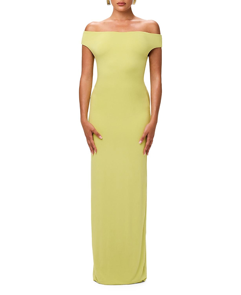 Naked Wardrobe Smooth Off-shoulder Maxi Dress In Yellow