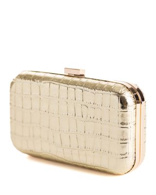Rose Croc Embossed Leather Clutch