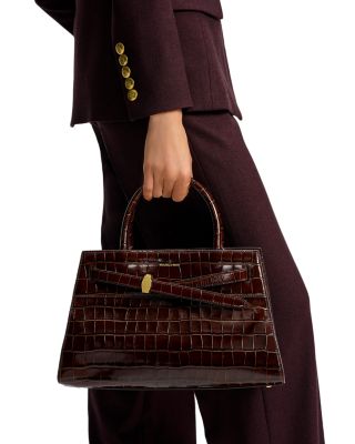 Dash Croc Embossed Leather Satchel