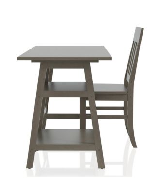 Salina Solid Wood 2-Shelf Writing Desk with Chair