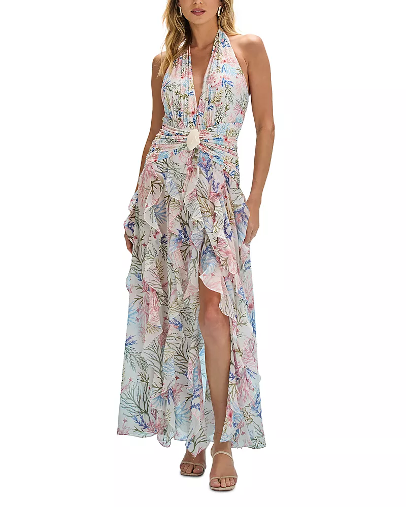 PatBO Seaweed Plunge Beach Cover Up Maxi Dress