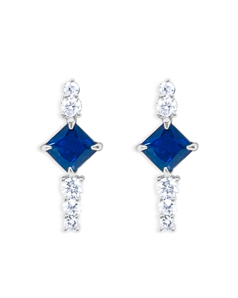 Meira T 14K White Gold Blue Sapphire & Diamond Spike Stud Earrings