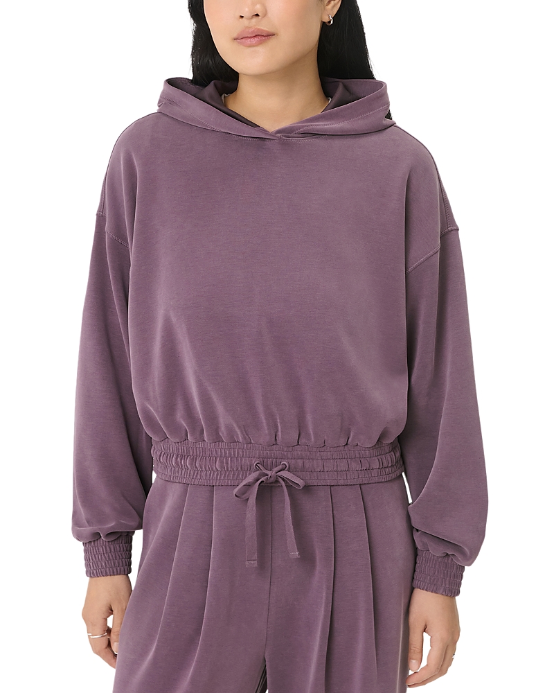 Sweaty Betty Sand Wash Cloud Weight Crop Hoodie In Purple