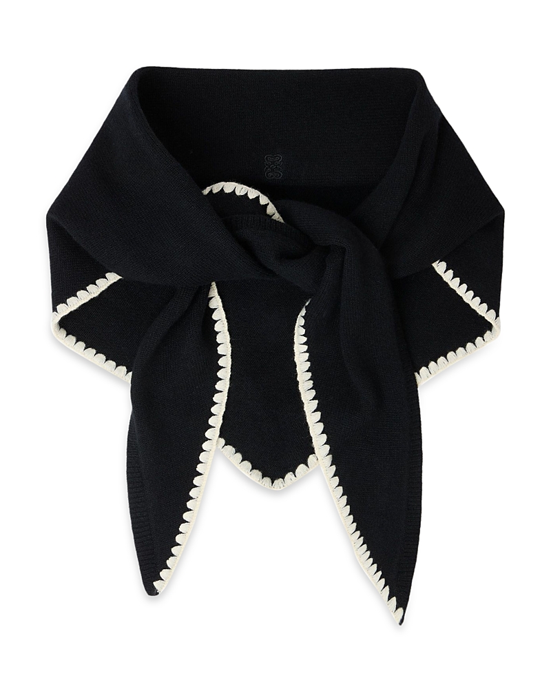 Sandro Wool & Cashmere Triangular Scarf In Black