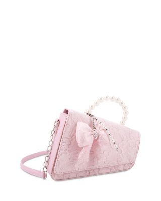 Girls' Bow Lace Pearl Angled Crossbody Bag