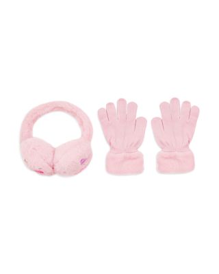 Girls' Butterfly Faux Fur Earmuffs & Gloves Set - Big Kid