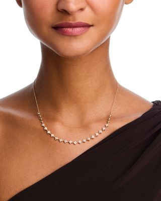 Diamond Clover Cluster Collar Necklace in 14K Yellow Gold, 0.50 tcw