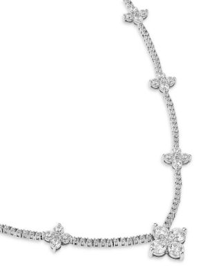 Luxe Collection Diamond Clover Station Necklace in 14K White Gold, 7.0 tcw