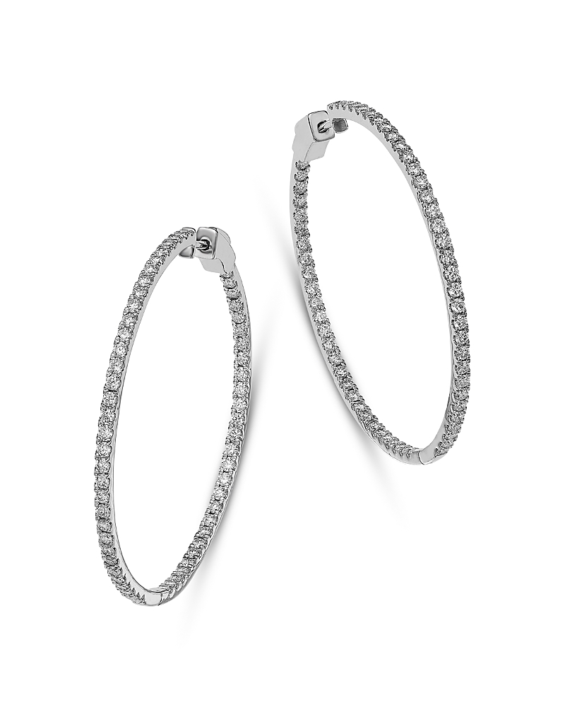 Bloomingdale's Fine Collection Luxe Collection Certified Lab Grown Diamond Inside Out Hoop Earrings In 14k White Gold, 3.0 Tcw In Gold
