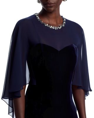 Embellished Neck Cape Mermaid Gown